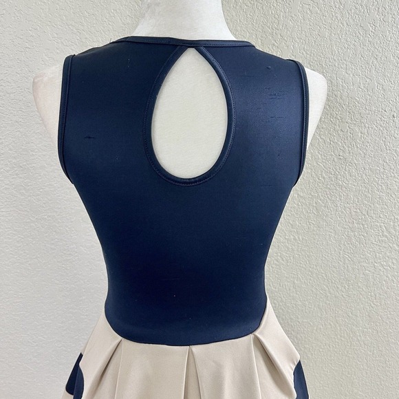 Flashing Lights Size Small Flare Party Dress Striped Dark Navy Blue & Off White - Picture 7 of 15